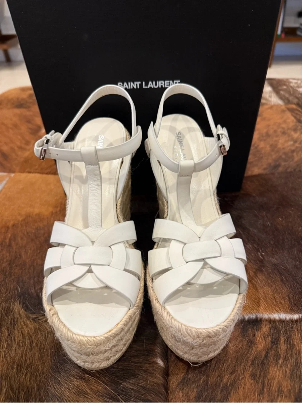 Saint Laurent Tribute Espadrille Wedge Sandals